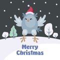 Christmas card with cute owl