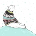 Christmas card with cute polar bear
