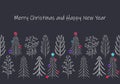 Christmas card with cute trees, winter background with Christmas trees.