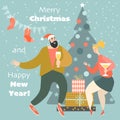 Christmas card with dancing couple