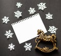 Christmas card deer, flatley, christmas balls, christmas tree Royalty Free Stock Photo