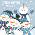 Christmas card design with cute snowman Royalty Free Stock Photo