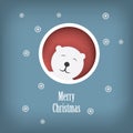 Christmas card design with cute white polar bear Royalty Free Stock Photo