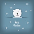 Christmas card design with cute white polar bear