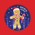 Christmas card design with gingerbread man and candy cane Royalty Free Stock Photo