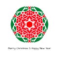 Christmas card. Design of ornaments shaped snowflake