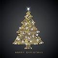 Christmas card with digital electronic circuit as a christmas tree Royalty Free Stock Photo