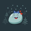 Christmas card. Enamored emoji character.