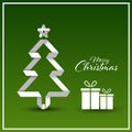 Christmas card with folded tree in white green design Royalty Free Stock Photo