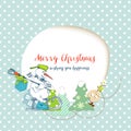 Christmas card, funny snowman