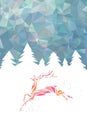 Christmas card with geometric forest and deer vector illustration Royalty Free Stock Photo