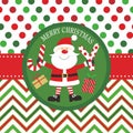 Christmas card design with cute santa and joy of candy cane Royalty Free Stock Photo