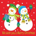 Christmas card design with cute snowman Royalty Free Stock Photo