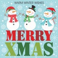 Christmas card design with cute snowman Royalty Free Stock Photo