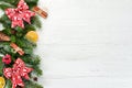 Christmas card. Gift boxes, Christmas tree and Christmas decorations on a white background Royalty Free Stock Photo