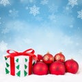Christmas card gift decoration gifts winter snow snowing square red balls