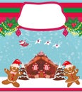 Christmas card with a ginger-bread and Santa Claus Royalty Free Stock Photo