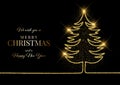 Christmas card with glittery gold tree design