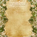 Christmas card with gold garland on vintage background Royalty Free Stock Photo