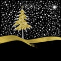 Christmas card gold tree ornate with golden fleur-de-lis Royalty Free Stock Photo