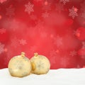 Christmas card golden balls baubles red decoration copyspace square copy space Royalty Free Stock Photo