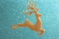 Christmas Card - Golden Reindeer ornament Royalty Free Stock Photo