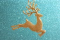 Christmas Card - Golden Reindeer ornament