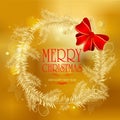 Christmas card with golden Christmas wreath - vector Royalty Free Stock Photo