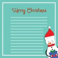 Christmas card with happy snowman. Cute gift Royalty Free Stock Photo