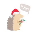 Christmas card with a hedgehog. Holiday greetings