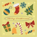 Christmas card with holiday attributes