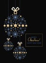 Christmas card. Holiday decoration, toy, balls. Winter holiday postcard with snowflakes,stars Royalty Free Stock Photo