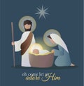 Christmas card holy family. silhouettes of Joseph Mary and the infant Jesus Royalty Free Stock Photo