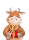 Christmas card illustration with symbol 2021 - the cartoon bull