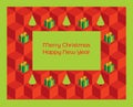 Christmas card isometric trees and gifts horizontal Royalty Free Stock Photo