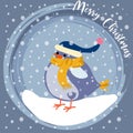 Christmas card with little blue birds