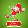 Christmas card with little elf Santa helper Royalty Free Stock Photo