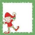 Christmas card with little elf Santa helper