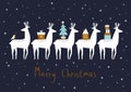 Christmas card with llama. Merry Christmas card