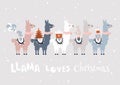 Christmas card with llama