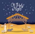 Christmas card with manger stable and sheeper Royalty Free Stock Photo