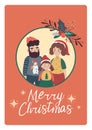 christmas card merry christmas cute family in winter clothes Royalty Free Stock Photo