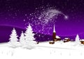 Greeting Card - Merry Christmas and Happy New Year - Village - Abstract Shooting Star Royalty Free Stock Photo