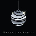 Christmas card with minimalistic silver bulb