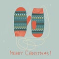 Christmas card with mittens.