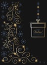 Christmas card. New Years greetings. Vector decorative elements of festive design gift, trees, stars Royalty Free Stock Photo