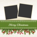 Christmas Card with Photo Frame white background Royalty Free Stock Photo