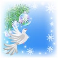 Christmas card with pigeon Royalty Free Stock Photo