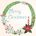 Christmas wreath with candle vector design.