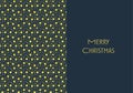 Christmas card or postcard vector template with stars pattern and gold glittery design on dark blue background. Royalty Free Stock Photo